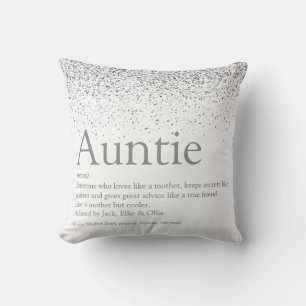 Elegantes Silber-Glitter Cool Tante Tante-Definiti Kissen