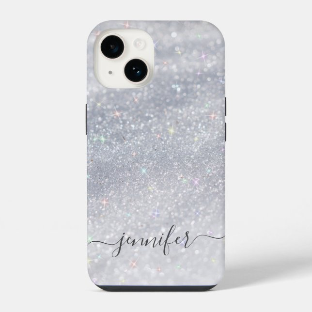 Elegantes Silber-Glitter  iPhone Hülle (Rückseite)
