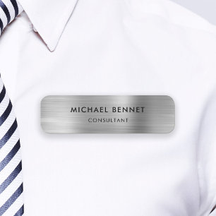 Elegantes Silber-Grau Metallic Geschäftlich Profes Namensschild