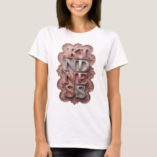 Elegantes Silber KINDNESS Künstlerisches Motiv T-Shirt