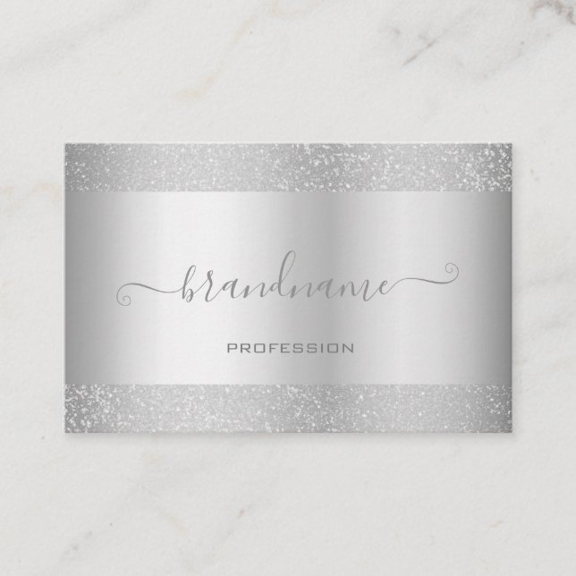 Elegantes Silber mit Hübscher Silbergrenze Visitenkarte (Vorderseite)