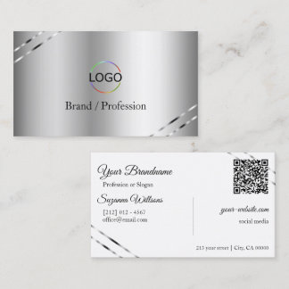 Elegantes Silber mit schimmernden Linien-Logo und Visitenkarte