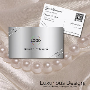 Elegantes Silber mit schimmernden Linien-Logo und  Visitenkarte