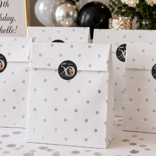 Elegantes Silber-Schwarz-Foto 50. Geburtstag Runder Aufkleber