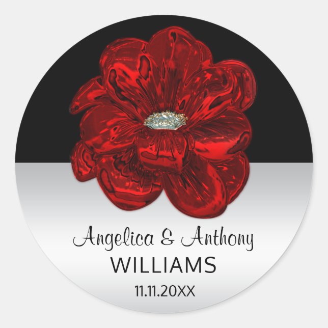 Elegantes Silber, Schwarzes, Runder Aufkleber (Vorderseite)