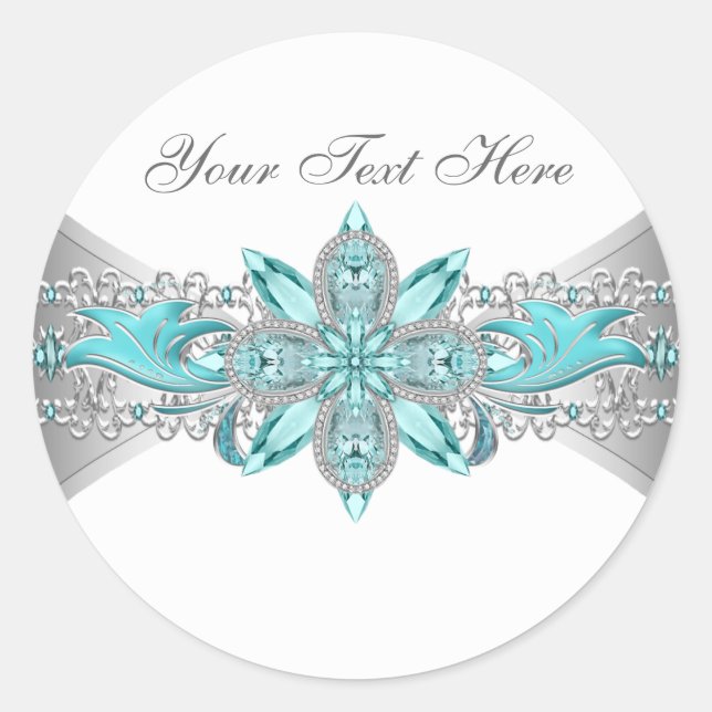 Elegantes Silber und Aquamarine Blue Stickers (Vorderseite)