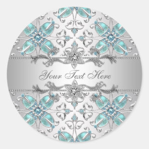 Elegantes Silber und Aquamarine Blue Stickers