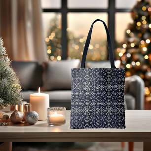 Elegantes Silber- und Blau-Schneeflockenmuster