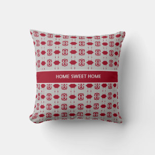 Elegantes Silber- und Burgunder-Muster Kissen