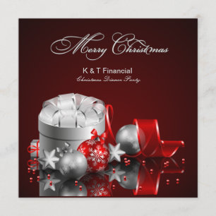 Elegantes Silber- und Rotes Weihnachtsfest-Party Einladung