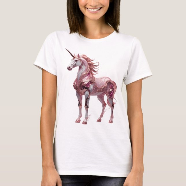 Elegantes Silber UNICORN Custom-Design T-Shirt (Vorderseite)