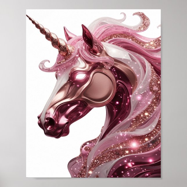 Elegantes Silber-UNICORN-Zitat-Design Poster (Vorne)