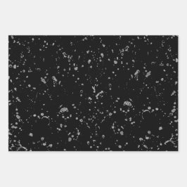 Elegantes, silberbedrucktes Splashes Muster Geschenkpapier Set