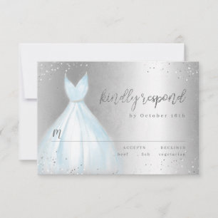 Elegantes silberblaues Kleid quinceañera UAWG RSVP Karte