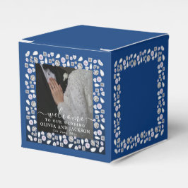 Elegantes Silberes blaues Herz Diamant Glitzer Hoc Geschenkschachtel