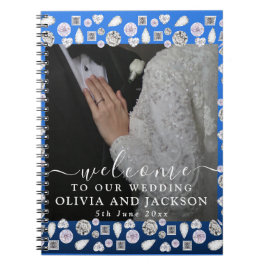 Elegantes Silberes blaues Herz Diamant Glitzer Hoc Notizblock