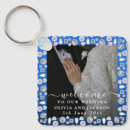 Elegantes Silberes blaues Herz Diamant Glitzer Hoc Schlüsselanhänger