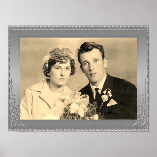 Elegantes, silberfarbenes Foto Poster (Vorne)