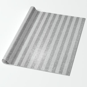 Elegantes silberfarbenes Glitzer mit schicken Stre Geschenkpapier