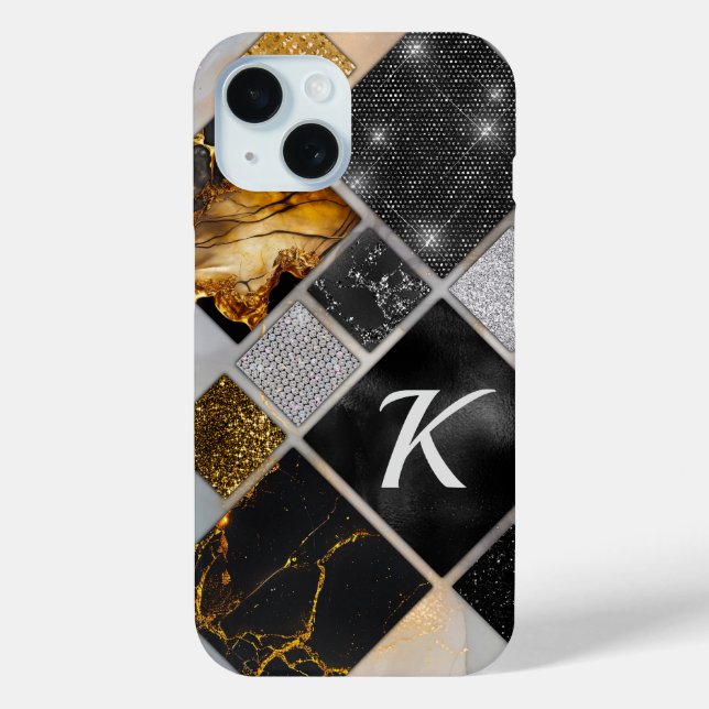 Elegantes, silberfarbenes Gold geometrisch Case-Mate iPhone Hülle (Rückseite)