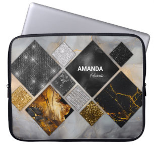 Elegantes, silberfarbenes Gold geometrisch Laptopschutzhülle