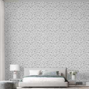 Elegantes Silbergrau dekoratives Herzmuster Tapete