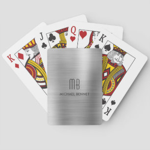 Elegantes silbergraues gebürstetes metallisches Mo Spielkarten