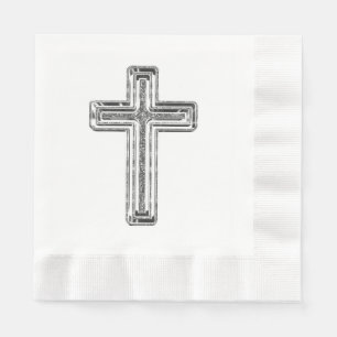 Elegantes Silbergraues religiöses Ereignis Serviette