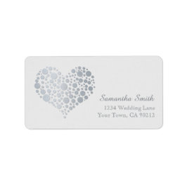 Elegantes Silberherz auf Grau Adressaufkleber