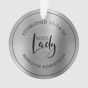 Elegantes silbermetallisches Boss Lady etabliertes Ornament