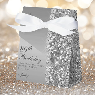 Elegantes Silbernes 80. Geburtstagsjubiläum Geschenkschachtel
