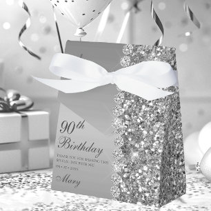 Elegantes Silbernes 90. Geburtstagsgeschenk Geschenkschachtel