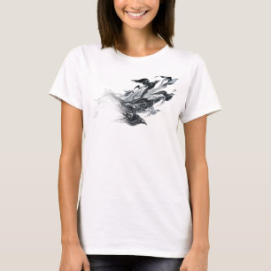 Elegantes silbernes abstraktes Vögel Modeprint T-Shirt