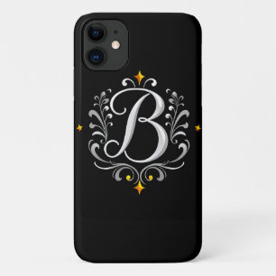 Elegantes silbernes Anfangsbuchstabenmonogramm B Case-Mate iPhone Hülle