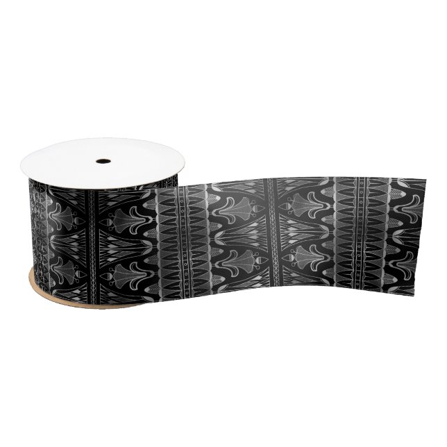 Elegantes silbernes Art Deco Blumengebinde-Muster Satinband (Spule)