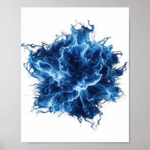 Elegantes Silbernes BLAUE FLAMME Statement Design Poster