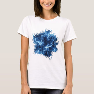 Elegantes Silbernes BLUE FLAME Statement Design T-Shirt