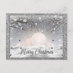 Elegantes silbernes Frohe Weihnachten, Frohe Feier Feiertagspostkarte