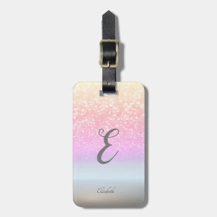 Elegantes silbernes Glitter-Bokeh-Monogramm Gepäckanhänger
