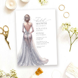 Elegantes silbernes Glitter-Kleid Brautparty Einladung