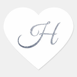 Elegantes silbernes Glitter-Monogramm H-Umschlag-S Herz-Aufkleber