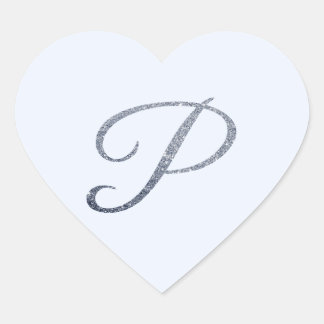 Elegantes silbernes Glitter-Monogramm P-Umschlag-S Herz-Aufkleber