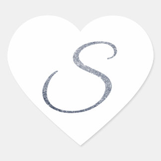 Elegantes silbernes Glitter-Monogramm S-Umschlag-S Herz-Aufkleber