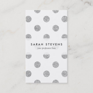 Elegantes silbernes Glitzer-Polka-Punkt-Muster Visitenkarte