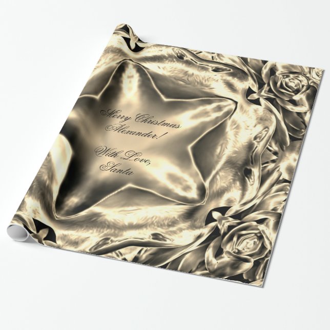 Elegantes silbernes Goldsepia-Weihnachtsstern-Chic Geschenkpapier (Ungerollt)