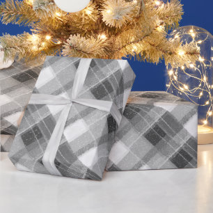 Elegantes silbernes Karo-Landhaus Geschenkpapier