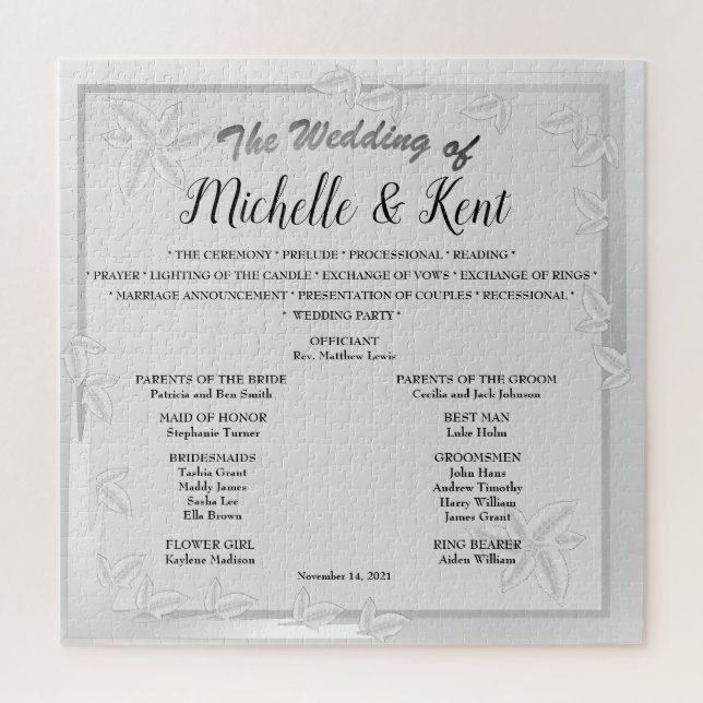 Elegantes Silberpuzzle für Hochzeiten Puzzle (Vertikal)