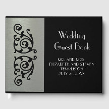 Elegantes Silver and Black Wedding Gästebuch