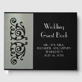 Elegantes Silver and Black Wedding Gästebuch