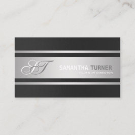 Elegantes Silver Black Beruflich Custom Monogram Visitenkarte